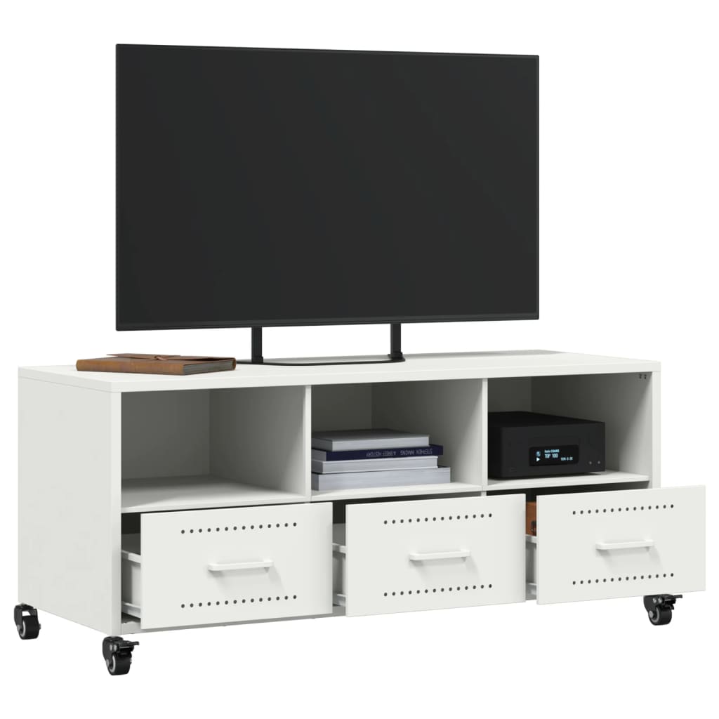 vidaXL Dulap TV, alb, 100,5x39x43,5 cm, oțel vidaXL Dulap TV, alb, 100,5x39x43,5 cm, oțel