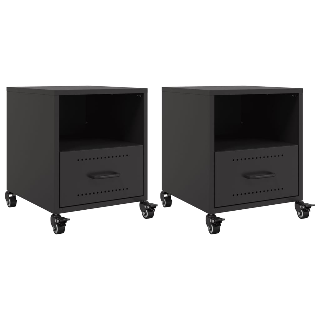 vidaXL Noptiere, 2 buc., negru, 36x39x43,5 cm, oțel vidaXL Noptiere, 2 buc., negru, 36x39x43,5 cm, oțel