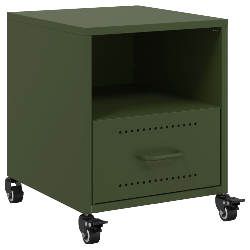 vidaXL Noptieră, verde olive, 36x39x43,5 cm, oțel vidaXL Noptieră, verde olive, 36x39x43,5 cm, oțel