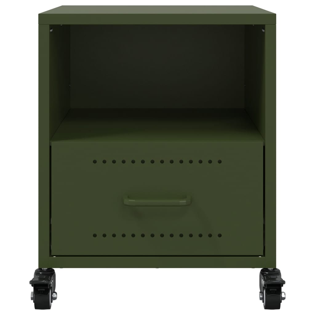 vidaXL Noptieră, verde olive, 36x39x43,5 cm, oțel vidaXL Noptieră, verde olive, 36x39x43,5 cm, oțel