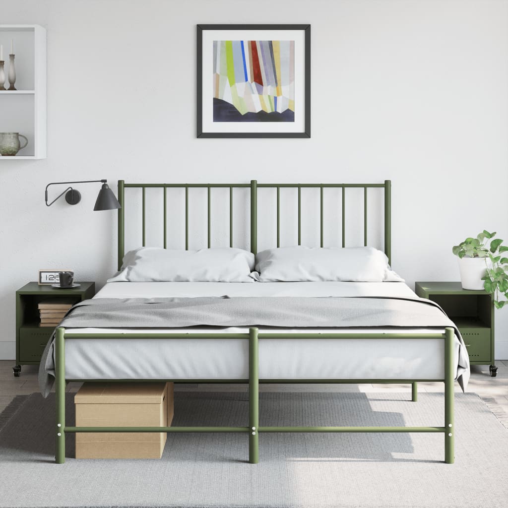 vidaXL Noptiere, 2 buc., verde olive, 36x39x43,5 cm, oțel vidaXL Noptiere, 2 buc., verde olive, 36x39x43,5 cm, oțel