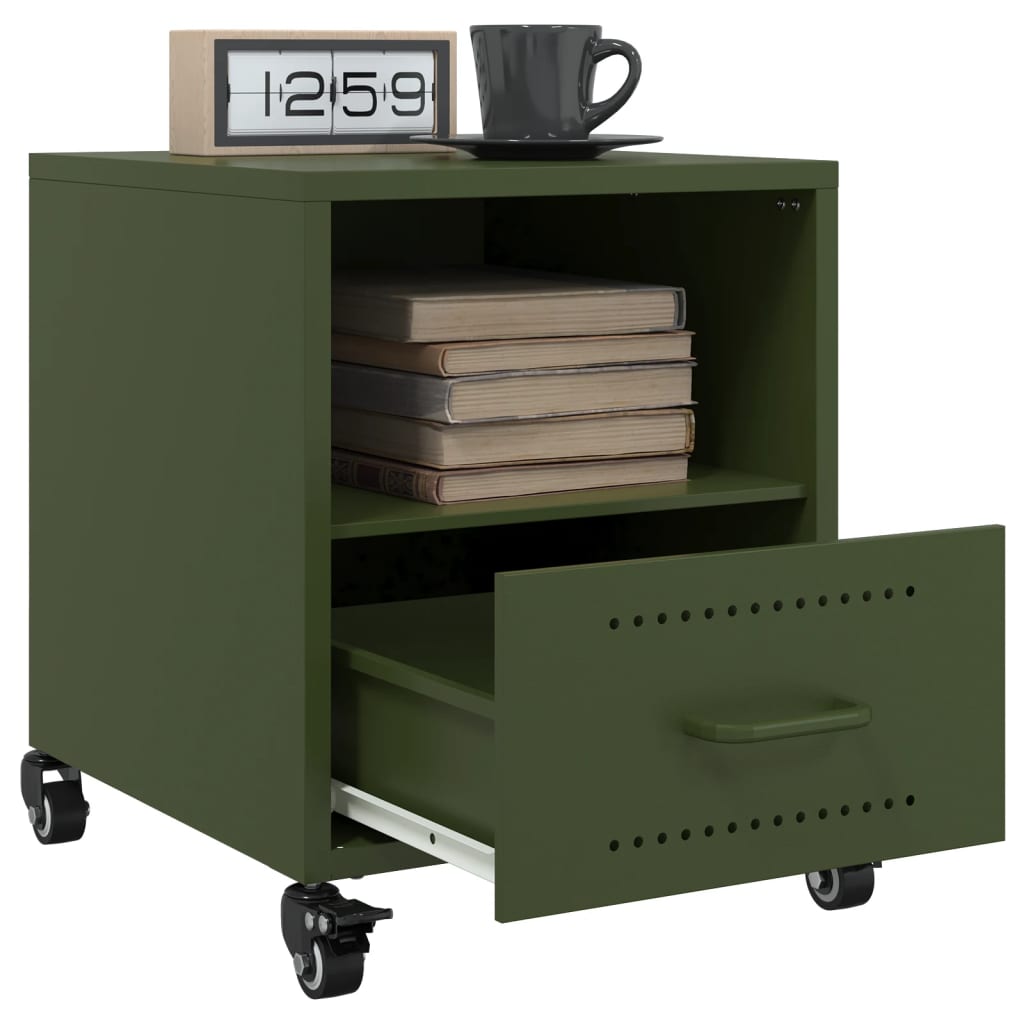 vidaXL Noptiere, 2 buc., verde olive, 36x39x43,5 cm, oțel vidaXL Noptiere, 2 buc., verde olive, 36x39x43,5 cm, oțel