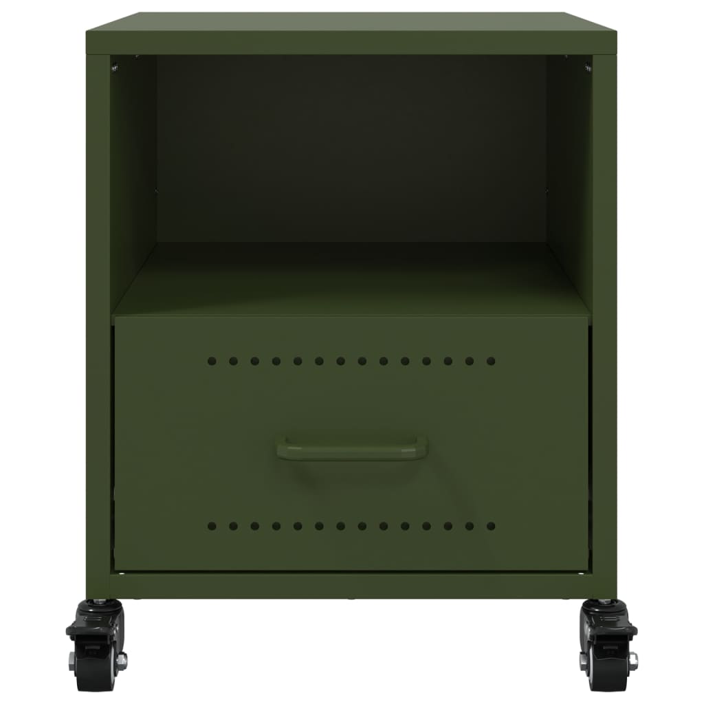 vidaXL Noptiere, 2 buc., verde olive, 36x39x43,5 cm, oțel vidaXL Noptiere, 2 buc., verde olive, 36x39x43,5 cm, oțel
