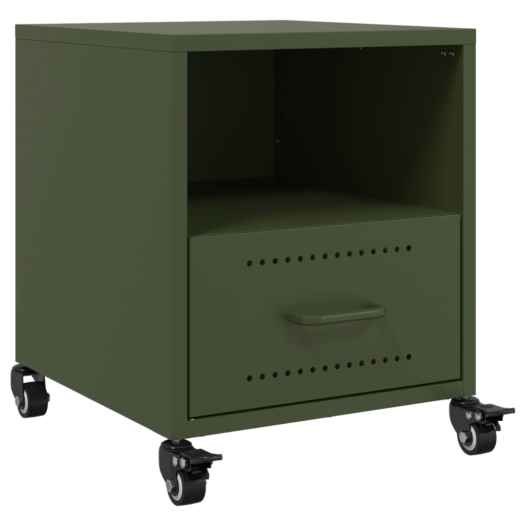 vidaXL Noptiere, 2 buc., verde olive, 36x39x43,5 cm, oțel vidaXL Noptiere, 2 buc., verde olive, 36x39x43,5 cm, oțel