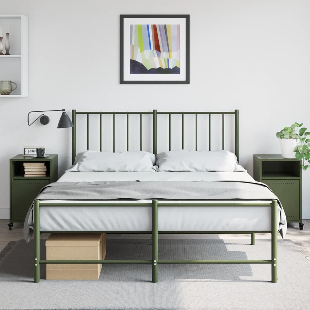 vidaXL Noptiere, 2 buc., verde olive, 36x39x59 cm, oțel