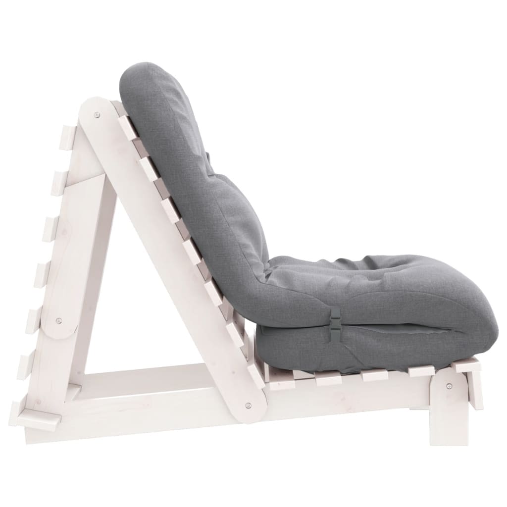 vidaXL Canapea futon cu saltea, alb, 60x206x11 cm, lemn masiv de pin vidaXL Canapea futon cu saltea, alb, 60x206x11 cm, lemn masiv de pin