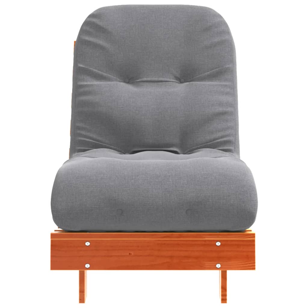 vidaXL Canapea futon cu saltea, maro, 60x206x11 cm, lemn masiv de pin vidaXL Canapea futon cu saltea, maro, 60x206x11 cm, lemn masiv de pin