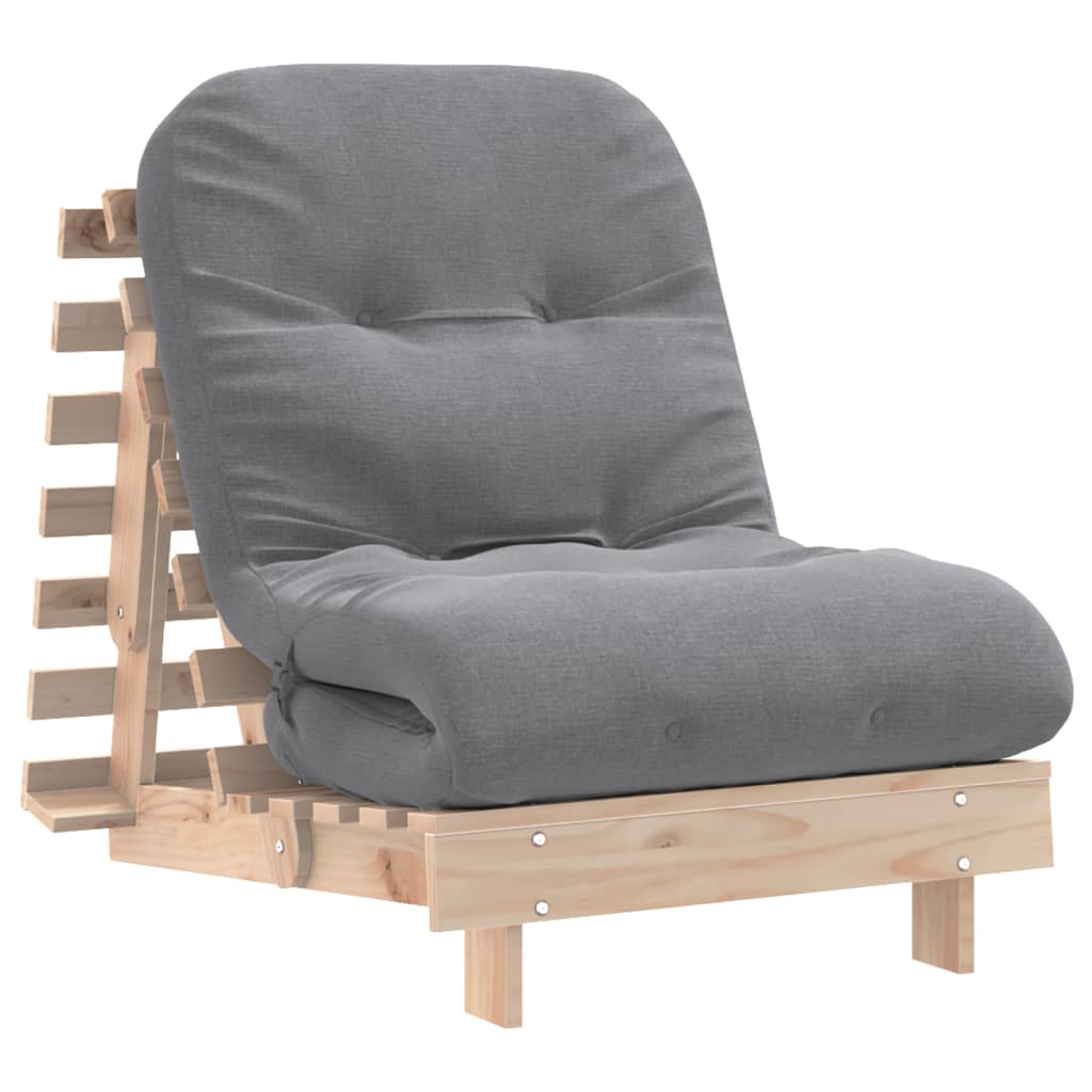 vidaXL Canapea futon cu saltea, 70x206x11 cm, lemn masiv de pin vidaXL Canapea futon cu saltea, 70x206x11 cm, lemn masiv de pin