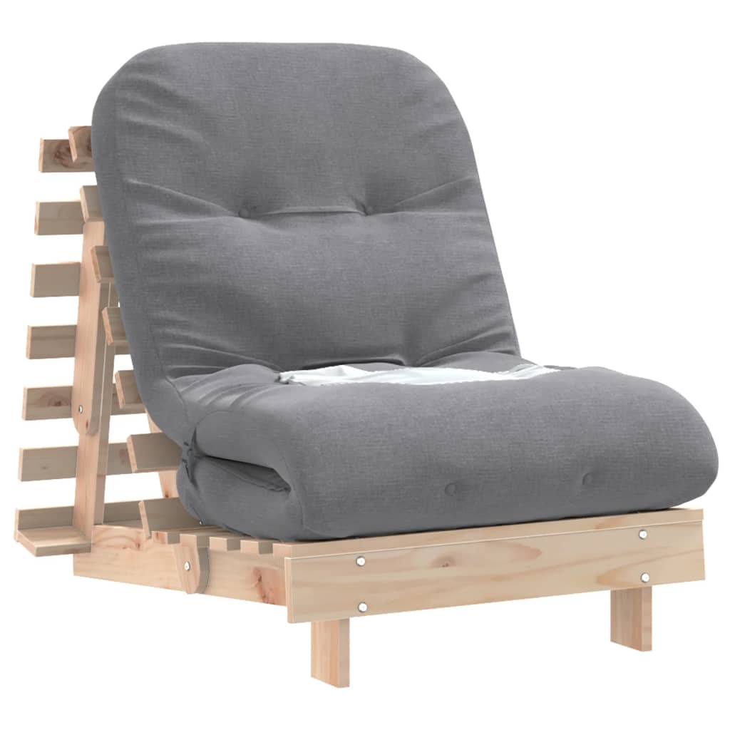 vidaXL Canapea futon cu saltea, 70x206x11 cm, lemn masiv de pin vidaXL Canapea futon cu saltea, 70x206x11 cm, lemn masiv de pin