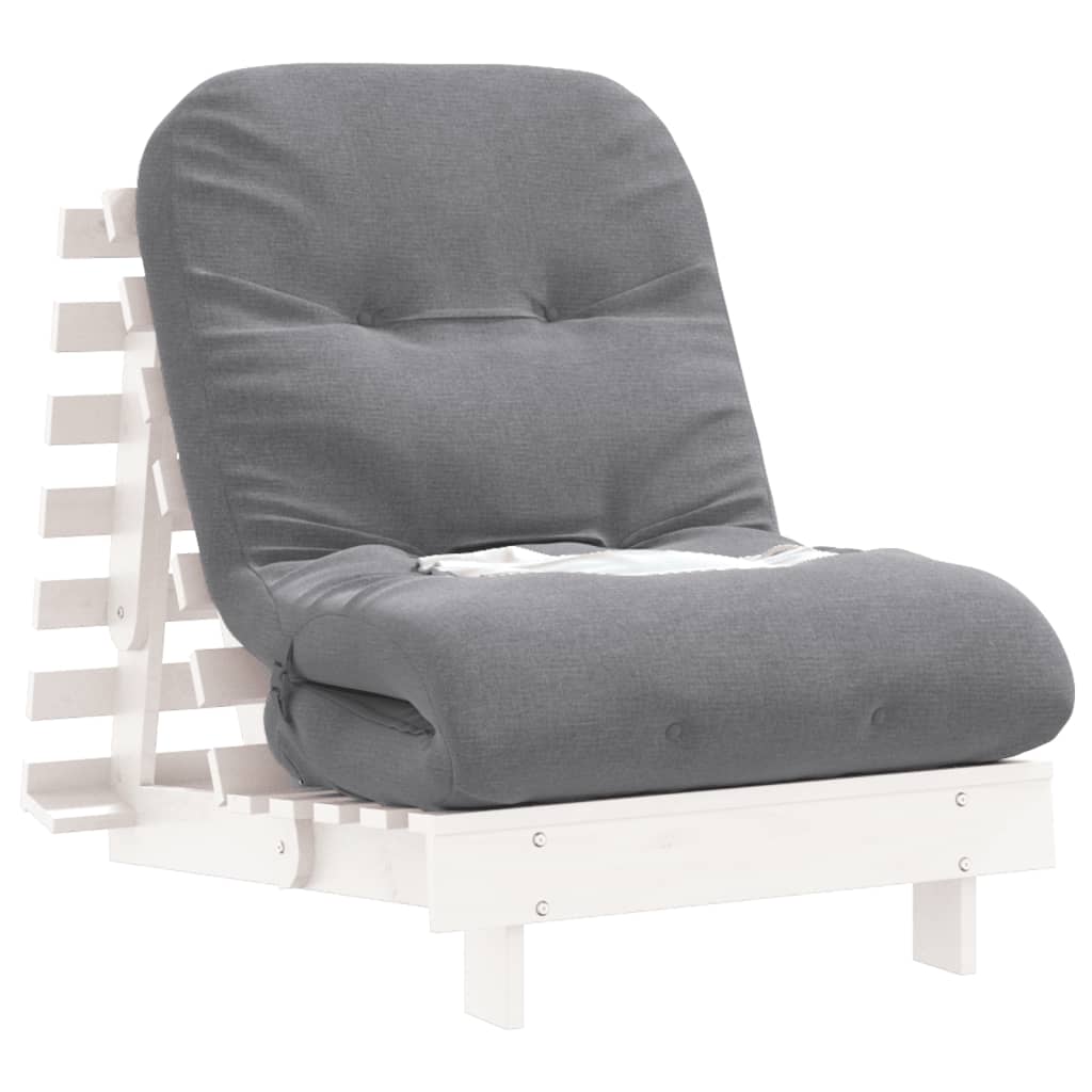 vidaXL Canapea futon cu saltea, alb, 70x206x11 cm, lemn masiv de pin vidaXL Canapea futon cu saltea, alb, 70x206x11 cm, lemn masiv de pin
