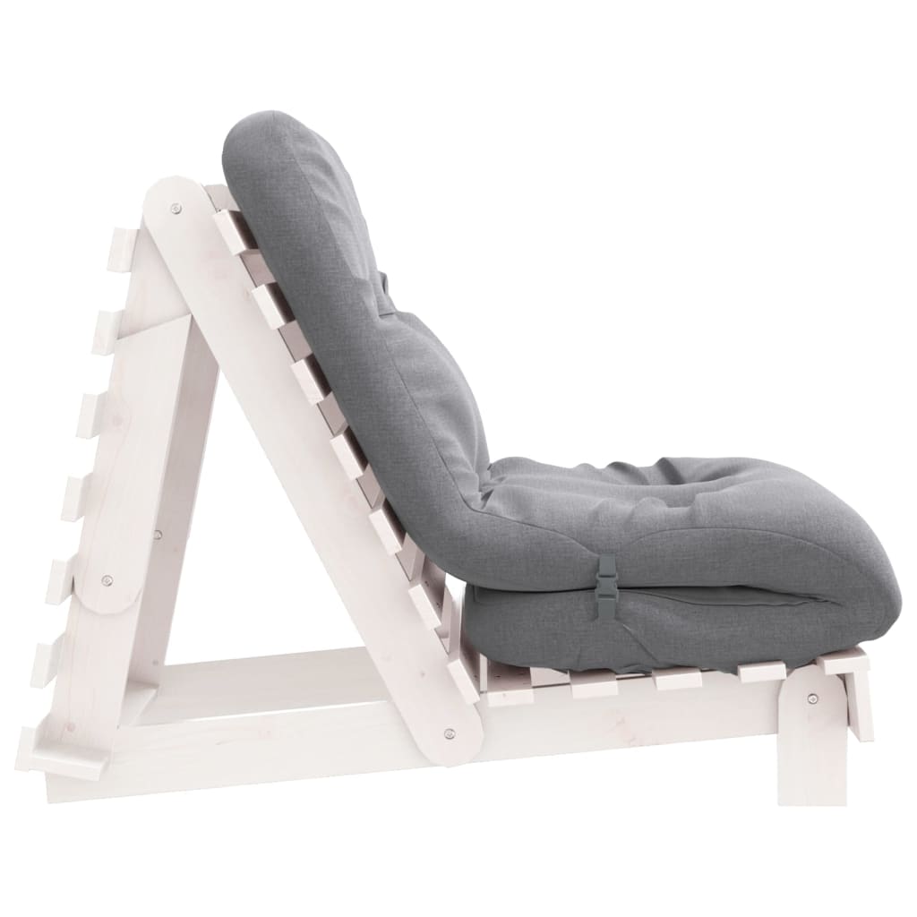 vidaXL Canapea futon cu saltea, alb, 70x206x11 cm, lemn masiv de pin vidaXL Canapea futon cu saltea, alb, 70x206x11 cm, lemn masiv de pin