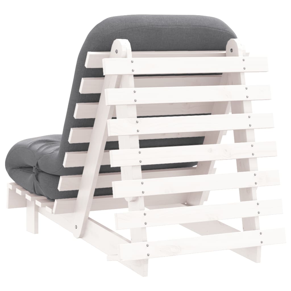 vidaXL Canapea futon cu saltea, alb, 70x206x11 cm, lemn masiv de pin vidaXL Canapea futon cu saltea, alb, 70x206x11 cm, lemn masiv de pin