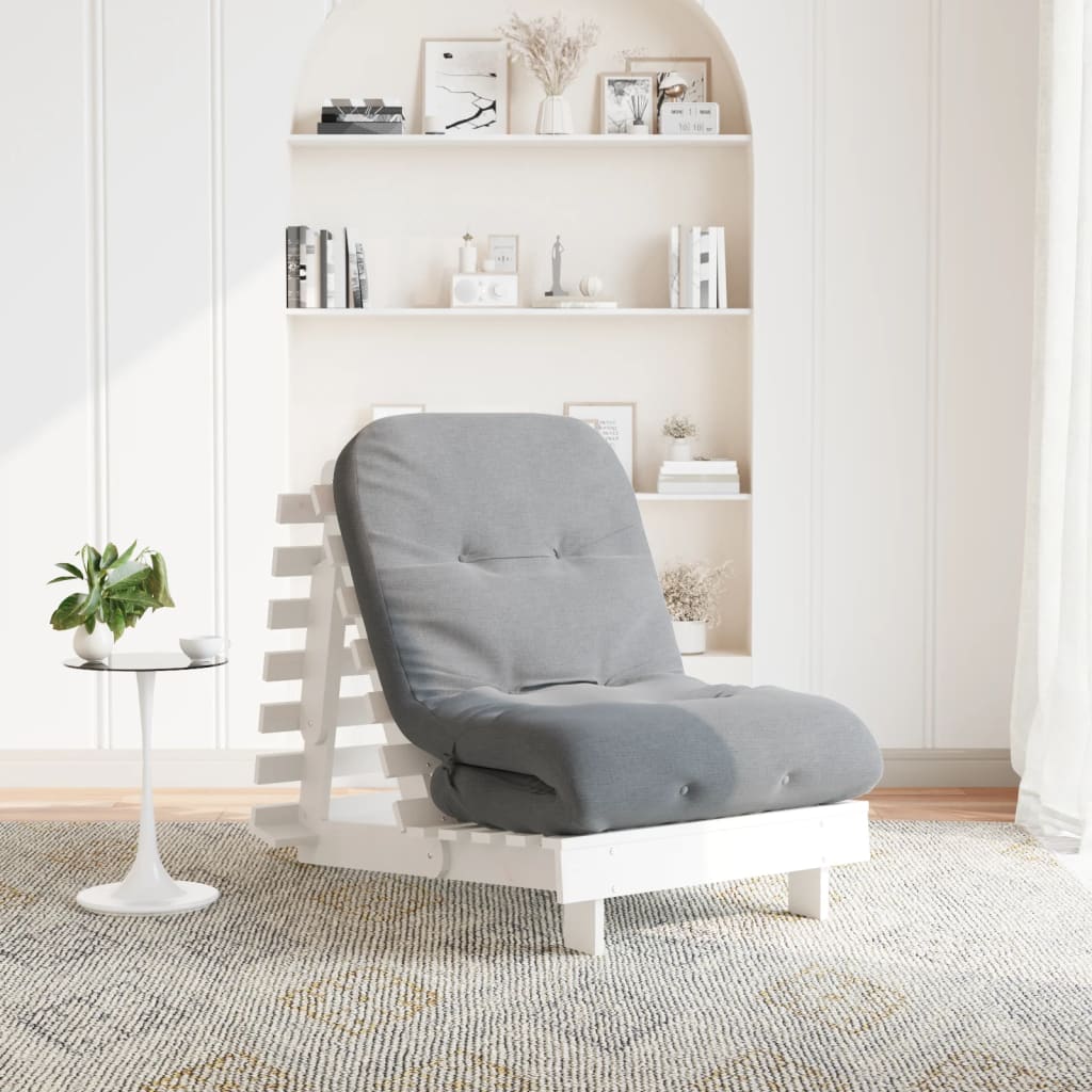 vidaXL Canapea futon cu saltea, alb, 70x206x11 cm, lemn masiv de pin vidaXL Canapea futon cu saltea, alb, 70x206x11 cm, lemn masiv de pin