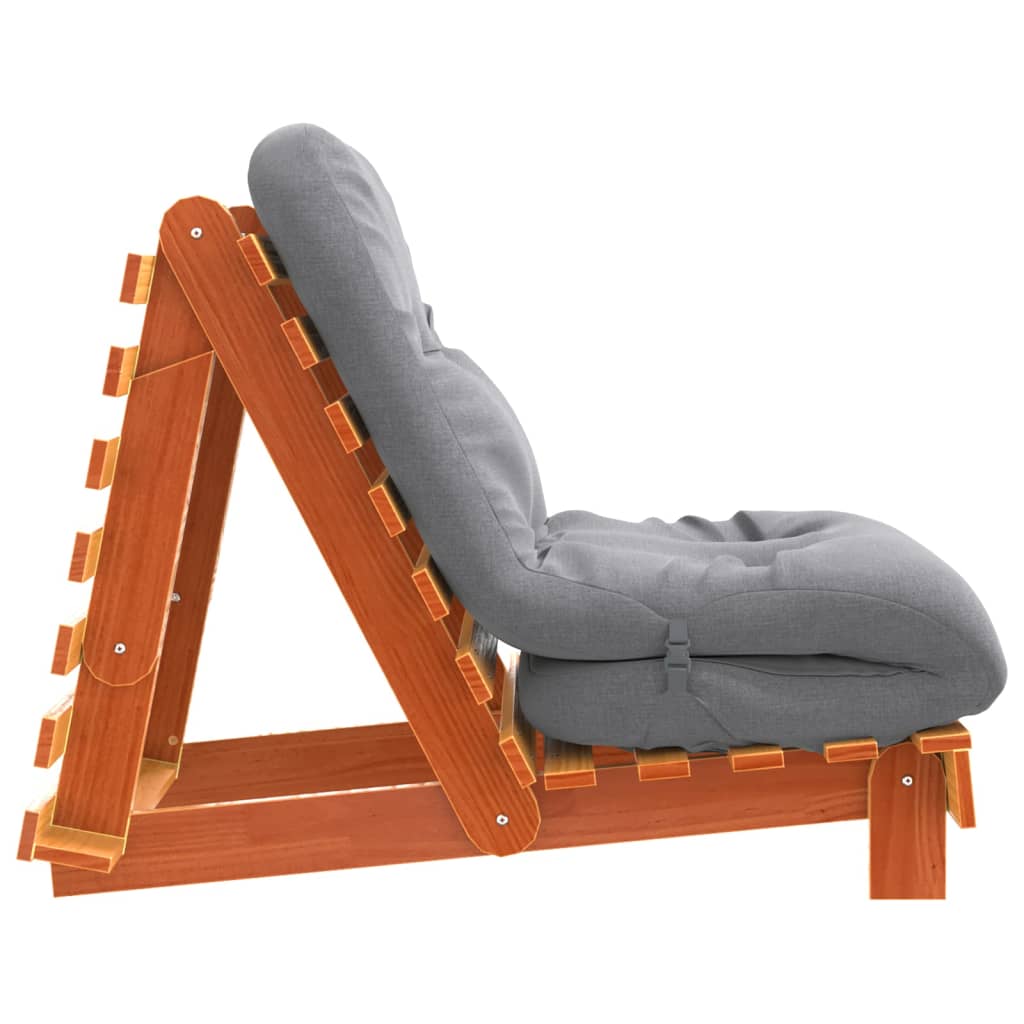 vidaXL Canapea futon cu saltea, maro, 70x206x11 cm, lemn masiv de pin vidaXL Canapea futon cu saltea, maro, 70x206x11 cm, lemn masiv de pin
