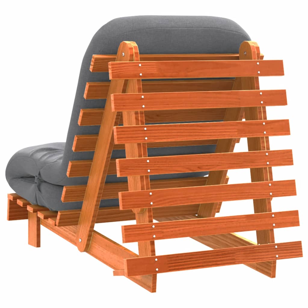 vidaXL Canapea futon cu saltea, maro, 70x206x11 cm, lemn masiv de pin vidaXL Canapea futon cu saltea, maro, 70x206x11 cm, lemn masiv de pin