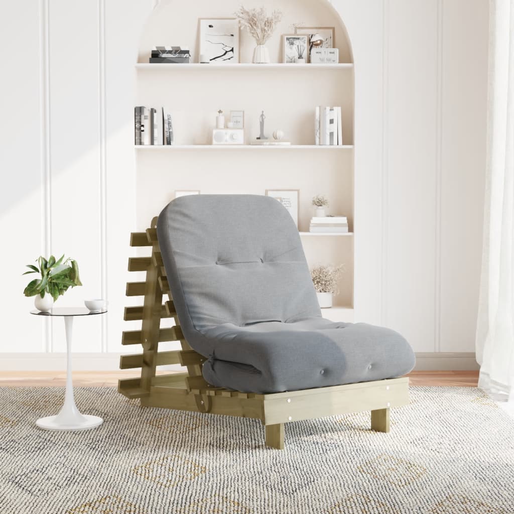 vidaXL Canapea futon cu saltea, 70x206x11 cm, lemn de pin tratat vidaXL Canapea futon cu saltea, 70x206x11 cm, lemn de pin tratat