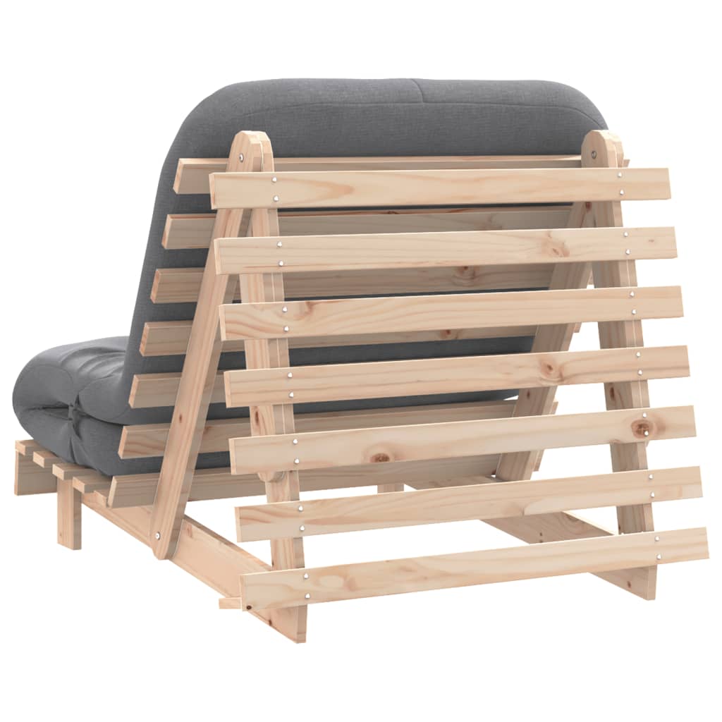 vidaXL Canapea futon cu saltea, 80x206x11 cm, lemn masiv de pin vidaXL Canapea futon cu saltea, 80x206x11 cm, lemn masiv de pin