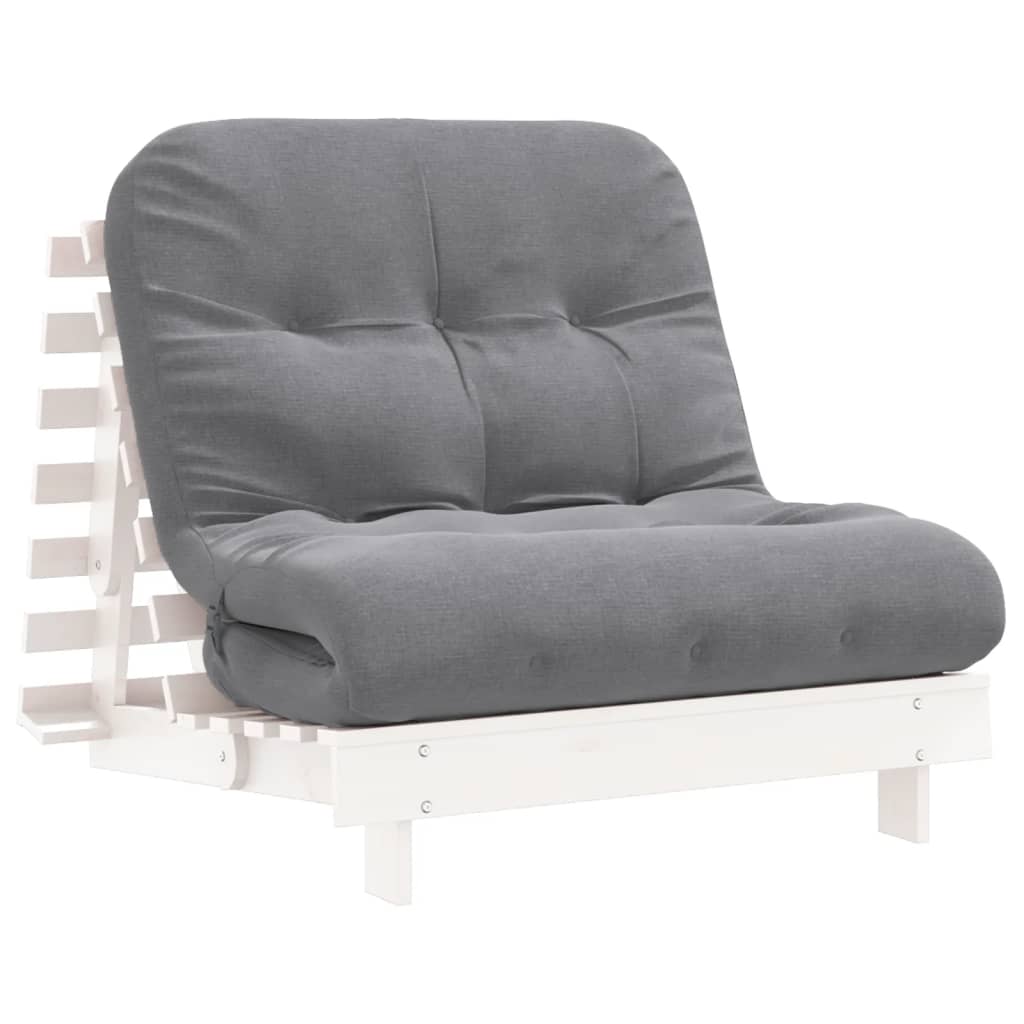 vidaXL Canapea futon cu saltea, alb, 80x206x11 cm, lemn masiv de pin vidaXL Canapea futon cu saltea, alb, 80x206x11 cm, lemn masiv de pin