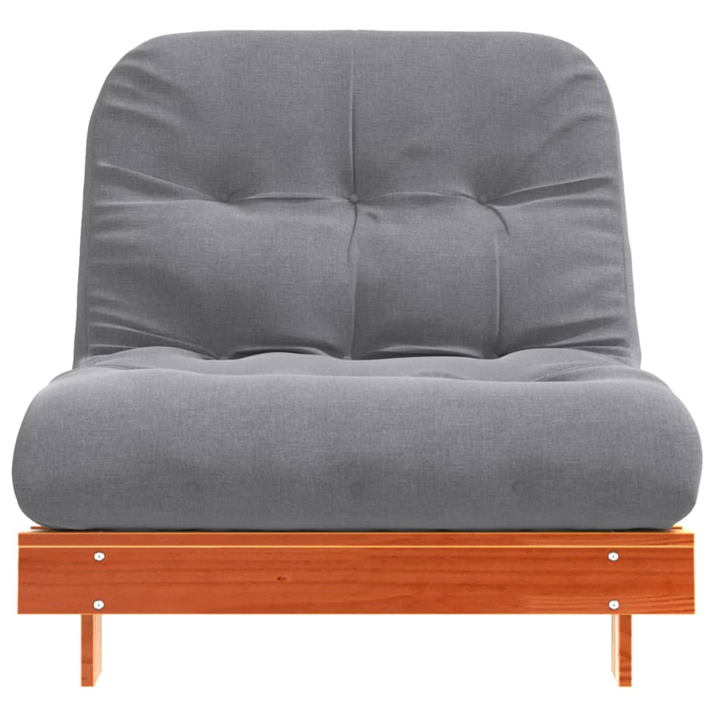 vidaXL Canapea futon cu saltea, maro, 80x206x11 cm, lemn masiv de pin vidaXL Canapea futon cu saltea, maro, 80x206x11 cm, lemn masiv de pin