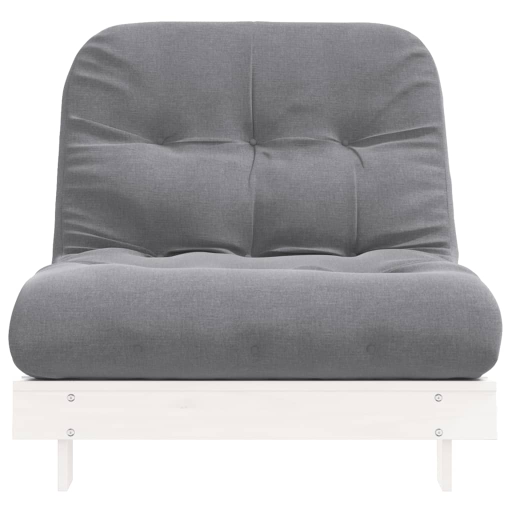 vidaXL Canapea futon cu saltea, alb, 90x206x11 cm, lemn masiv de pin vidaXL Canapea futon cu saltea, alb, 90x206x11 cm, lemn masiv de pin