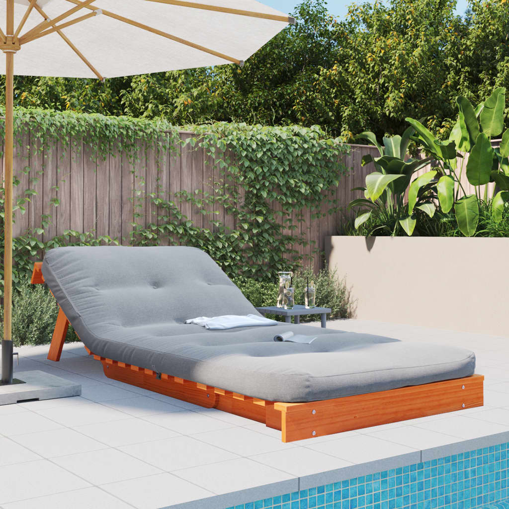 vidaXL Canapea futon cu saltea, maro, 90x206x11 cm, lemn masiv de pin vidaXL Canapea futon cu saltea, maro, 90x206x11 cm, lemn masiv de pin