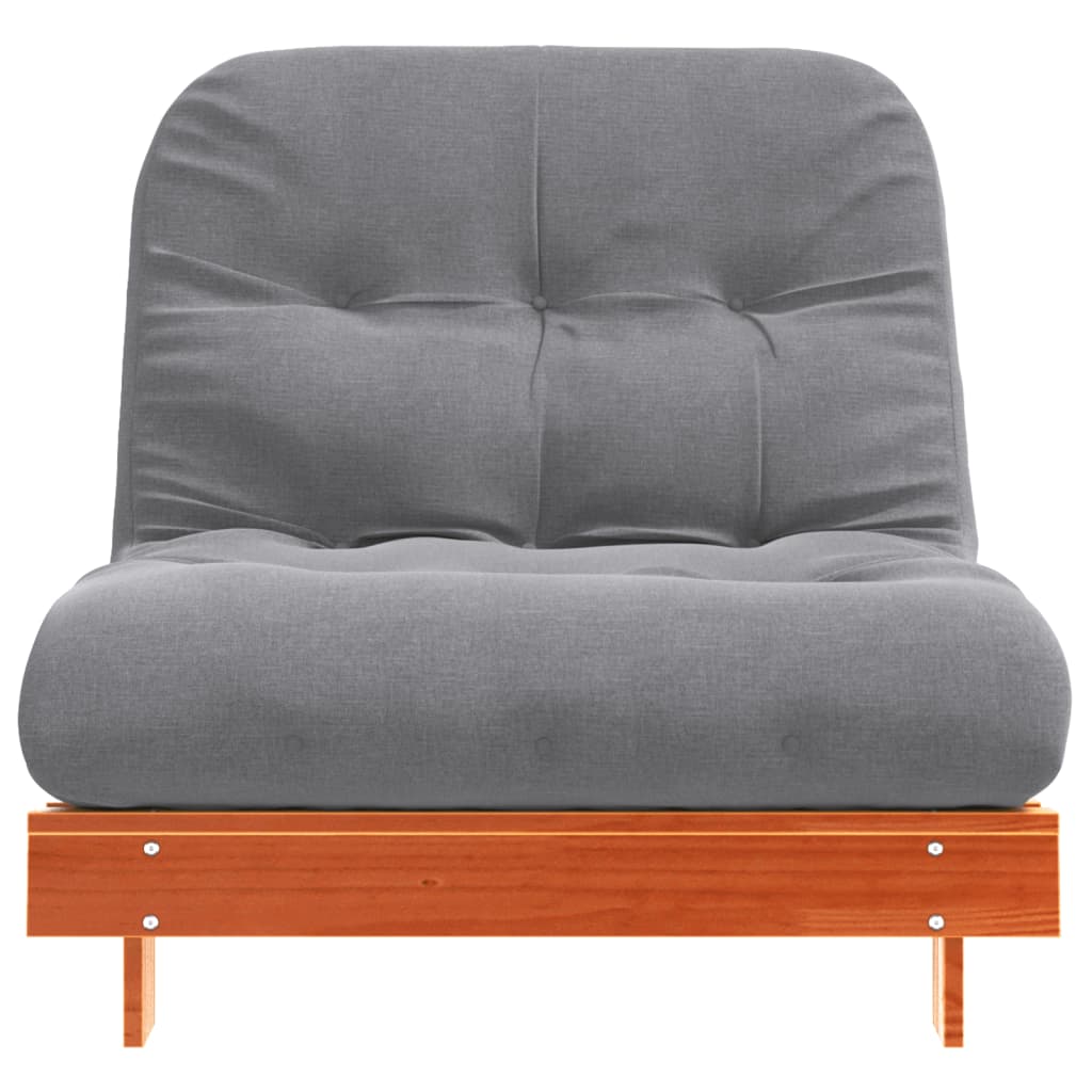 vidaXL Canapea futon cu saltea, maro, 90x206x11 cm, lemn masiv de pin vidaXL Canapea futon cu saltea, maro, 90x206x11 cm, lemn masiv de pin