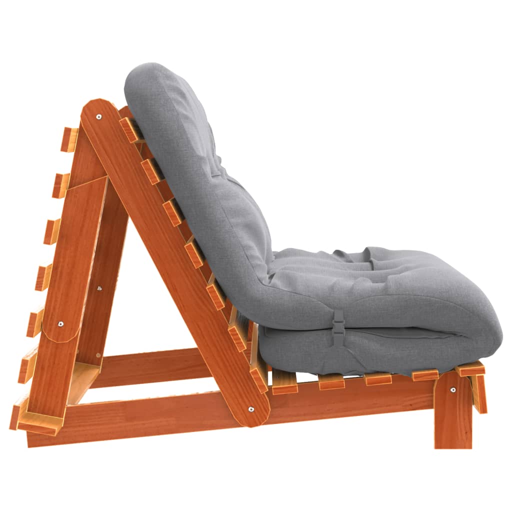 vidaXL Canapea futon cu saltea, maro, 90x206x11 cm, lemn masiv de pin vidaXL Canapea futon cu saltea, maro, 90x206x11 cm, lemn masiv de pin