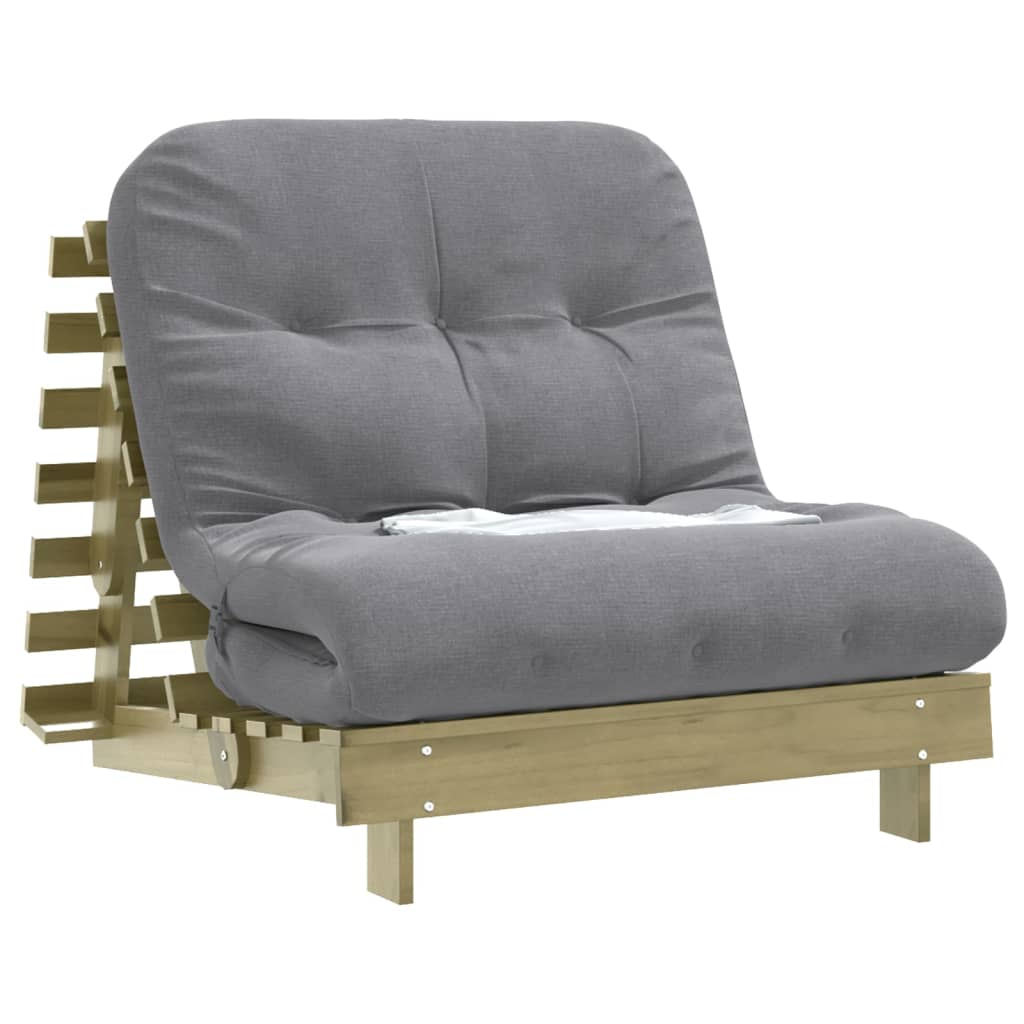 vidaXL Canapea futon cu saltea, 90x206x11 cm, lemn de pin tratat vidaXL Canapea futon cu saltea, 90x206x11 cm, lemn de pin tratat