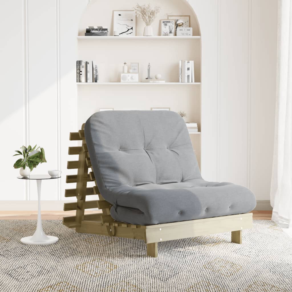 vidaXL Canapea futon cu saltea, 90x206x11 cm, lemn de pin tratat vidaXL Canapea futon cu saltea, 90x206x11 cm, lemn de pin tratat