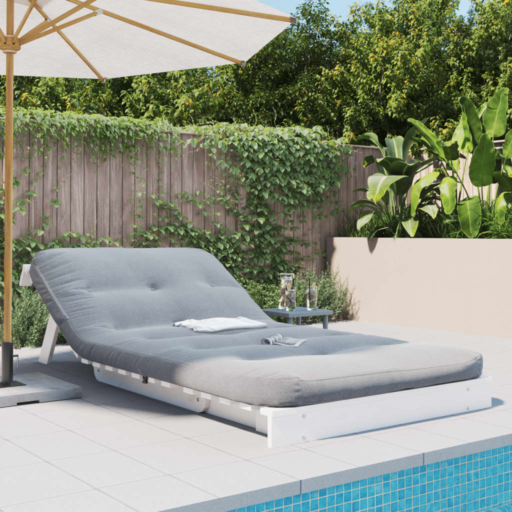 vidaXL Canapea futon cu saltea, alb, 100x206x11 cm, lemn masiv de pin vidaXL Canapea futon cu saltea, alb, 100x206x11 cm, lemn masiv de pin
