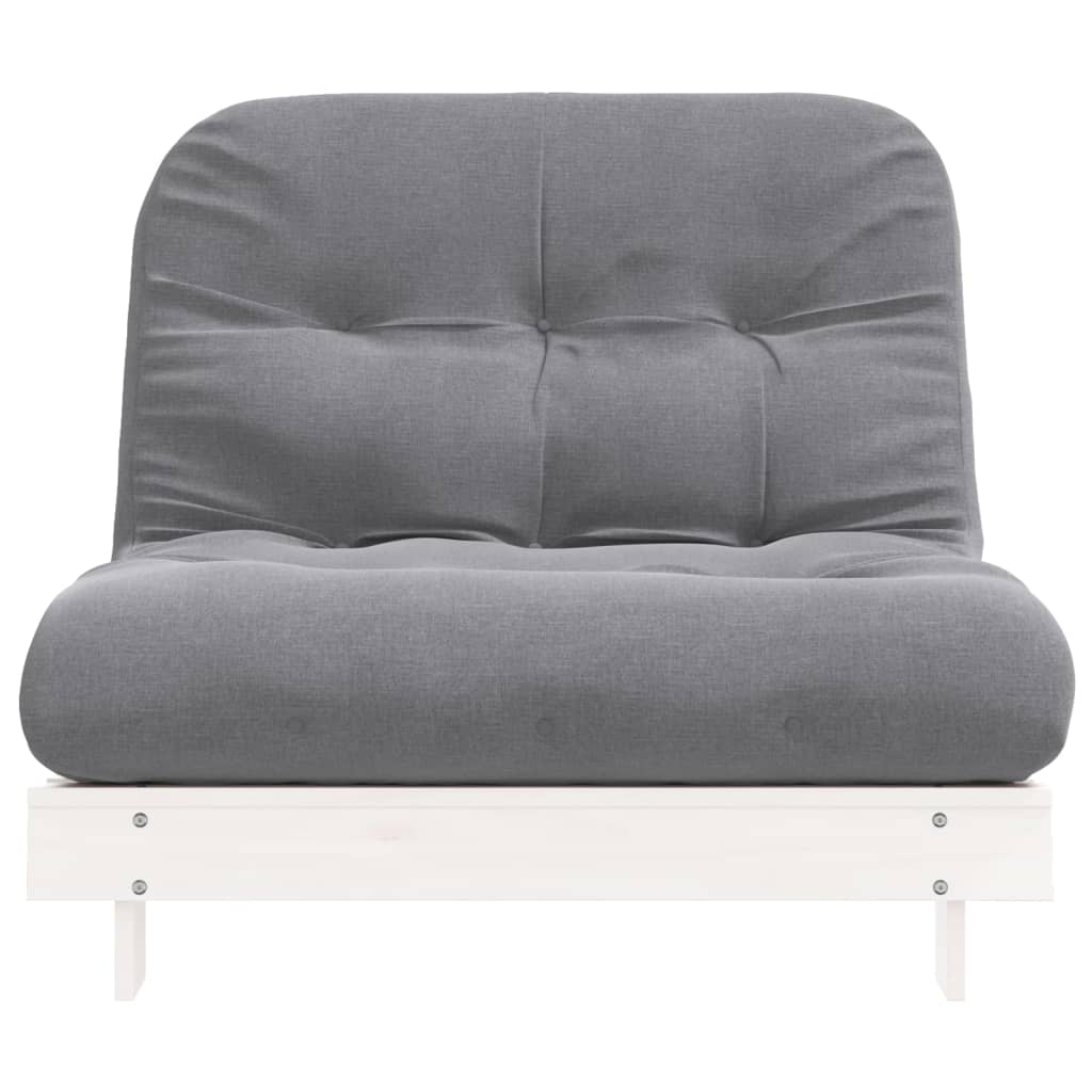 vidaXL Canapea futon cu saltea, alb, 100x206x11 cm, lemn masiv de pin vidaXL Canapea futon cu saltea, alb, 100x206x11 cm, lemn masiv de pin