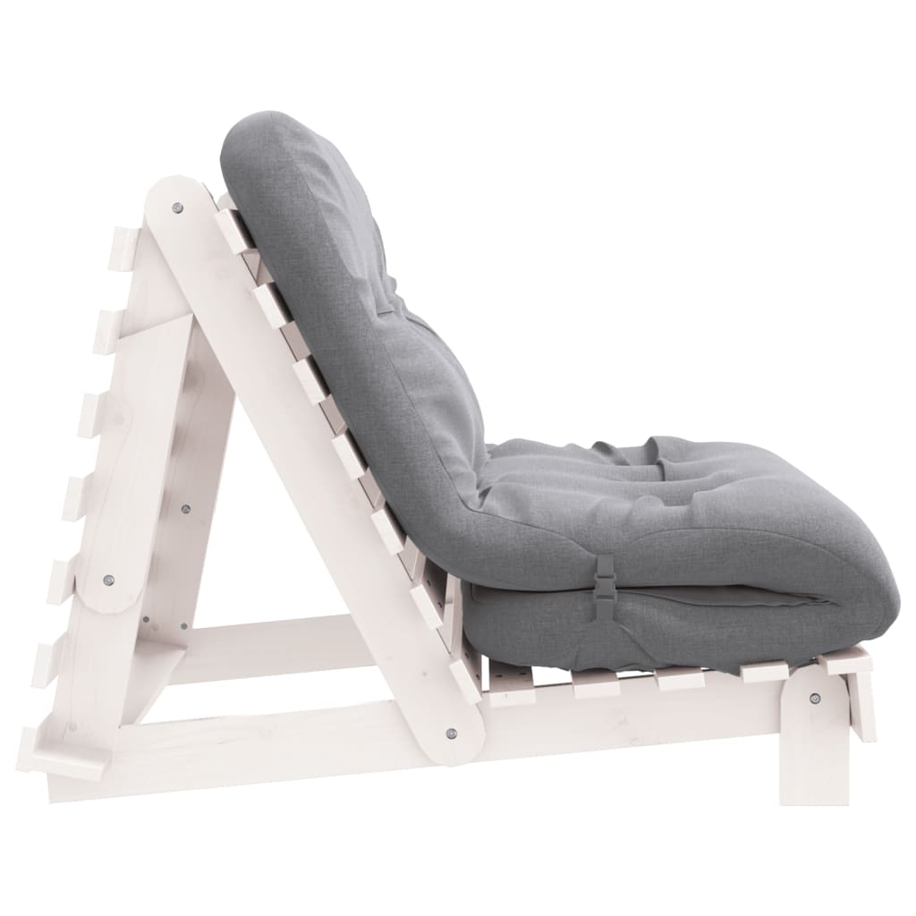 vidaXL Canapea futon cu saltea, alb, 100x206x11 cm, lemn masiv de pin vidaXL Canapea futon cu saltea, alb, 100x206x11 cm, lemn masiv de pin
