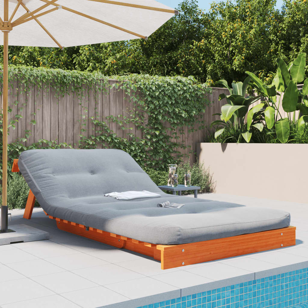 vidaXL Canapea futon cu saltea, maro, 100x206x11 cm, lemn masiv de pin vidaXL Canapea futon cu saltea, maro, 100x206x11 cm, lemn masiv de pin