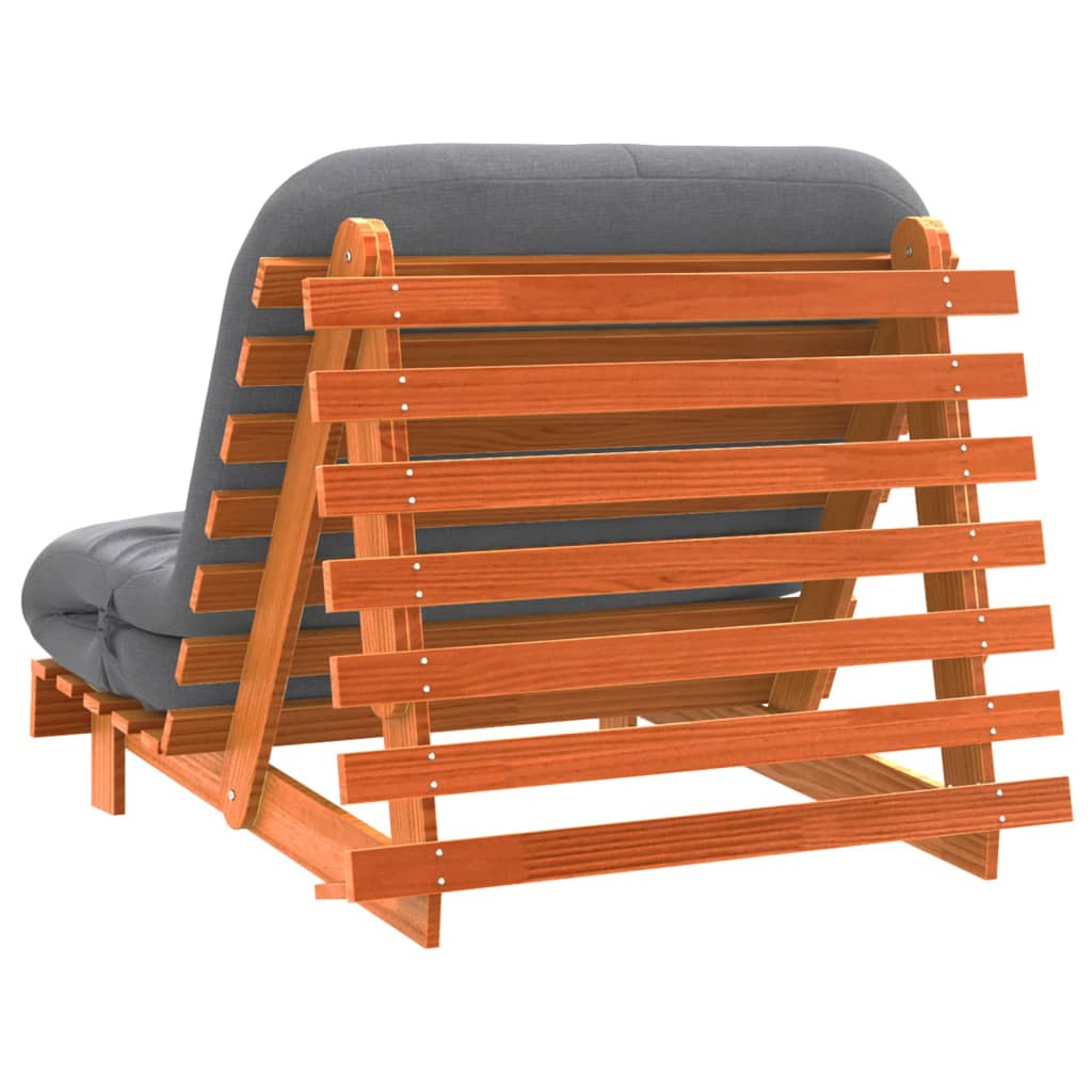 vidaXL Canapea futon cu saltea, maro, 100x206x11 cm, lemn masiv de pin vidaXL Canapea futon cu saltea, maro, 100x206x11 cm, lemn masiv de pin
