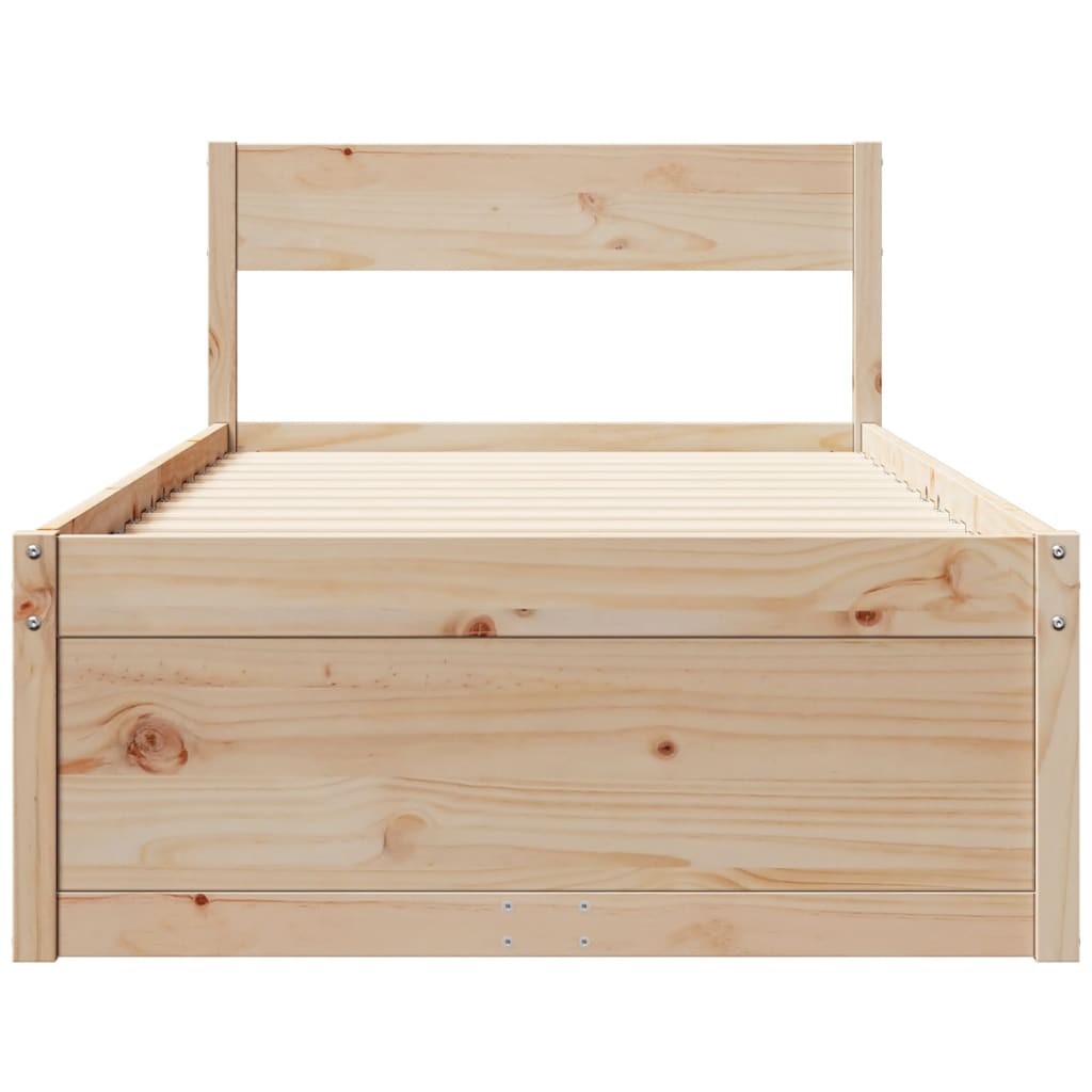 vidaXL Cadru de pat fără saltea, 75x190 cm, lemn masiv de pin