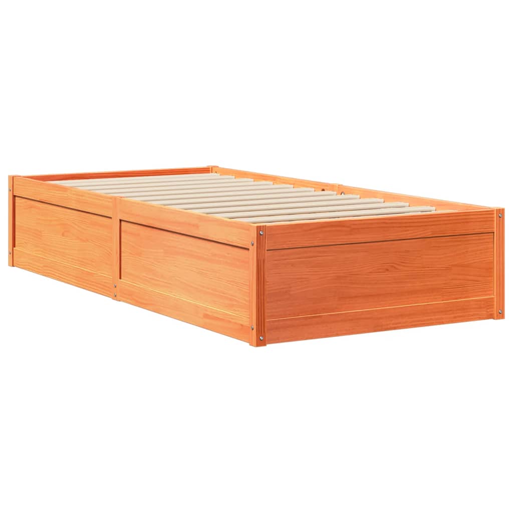 vidaXL Pat de zi fără saltea, maro ceruit, 90x200 cm, lemn masiv pin