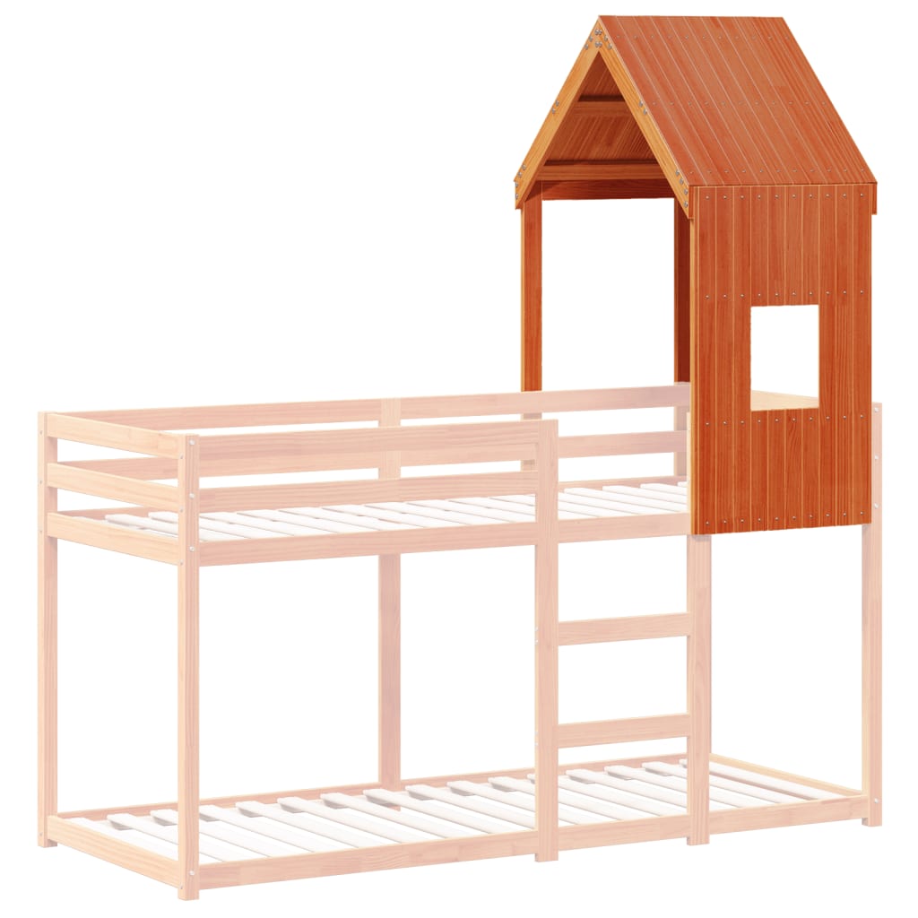 vidaXL Acoperiș Pat Copii, maro, 60x89x134,5 cm Lemn Mass Pin vidaXL Acoperiș Pat Copii, maro, 60x89x134,5 cm Lemn Mass Pin