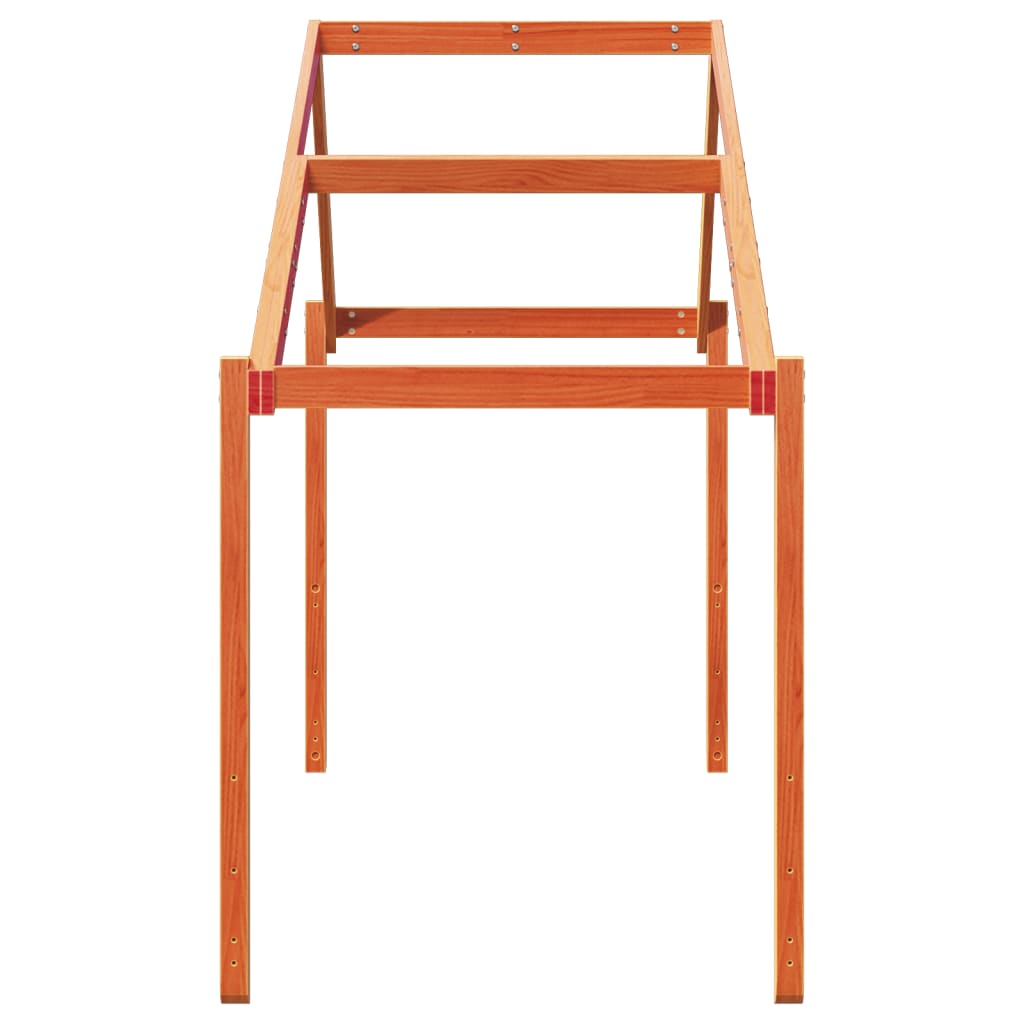 vidaXL Acoperiș Pat Copii, maro, 203x95,5x142 cm Lemn Mass Pin