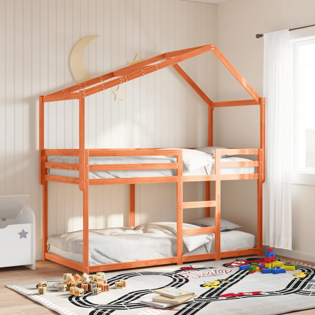 vidaXL Acoperiș pat de copii, maro, 203x80,5x142 cm, lemn masiv pin vidaXL Acoperiș pat de copii, maro, 203x80,5x142 cm, lemn masiv pin