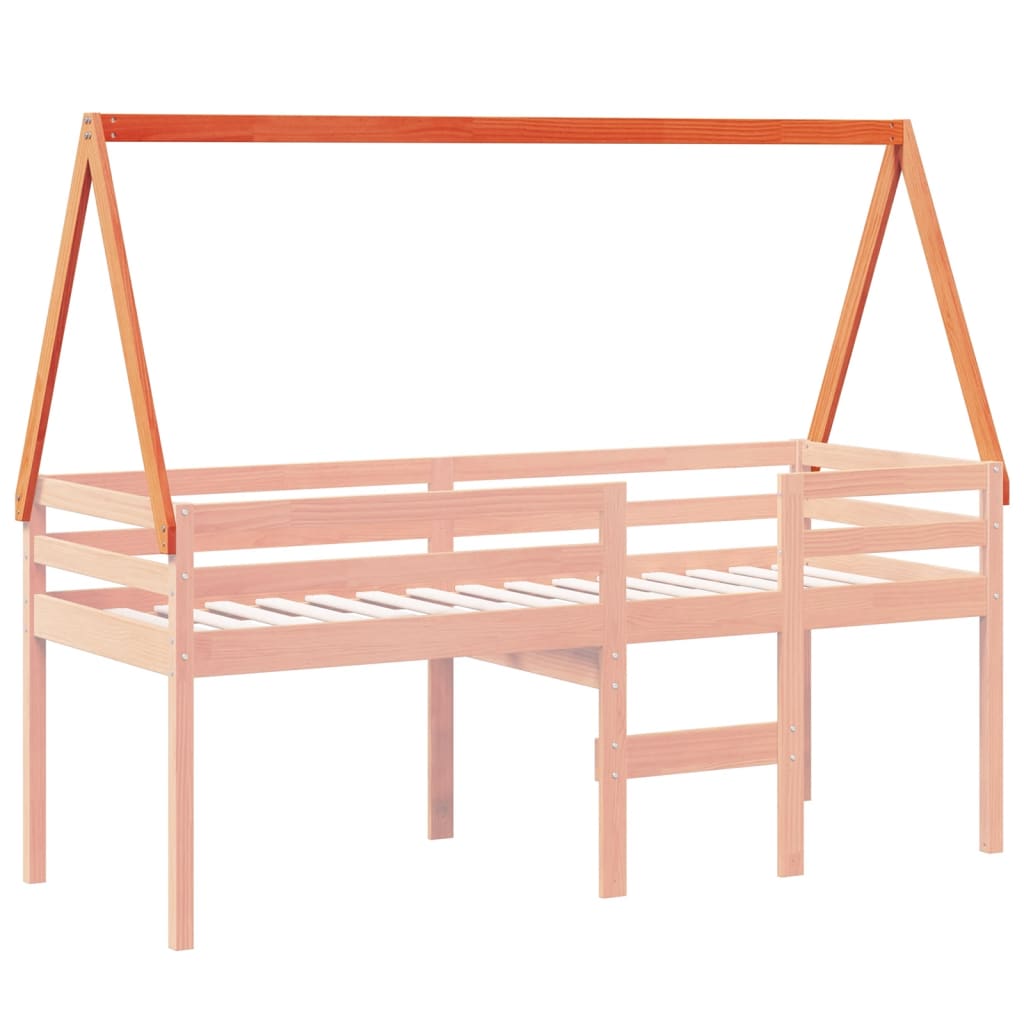 vidaXL Acoperiș pat de copii, maro, 209x95,5x88 cm, lemn masiv pin