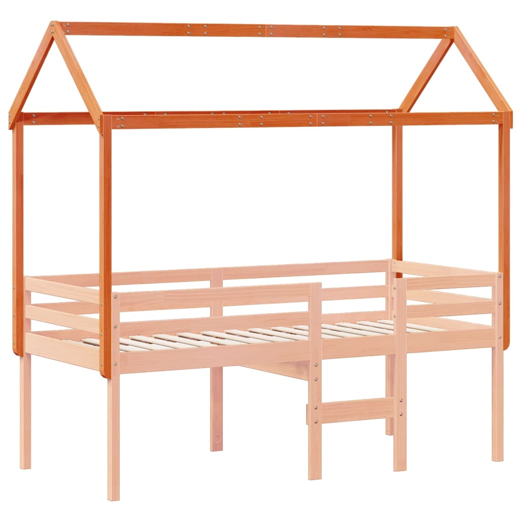 vidaXL Acoperiș Pat Copii, maro, 217x95,5x159 cm Lemn Mass Pin vidaXL Acoperiș Pat Copii, maro, 217x95,5x159 cm Lemn Mass Pin
