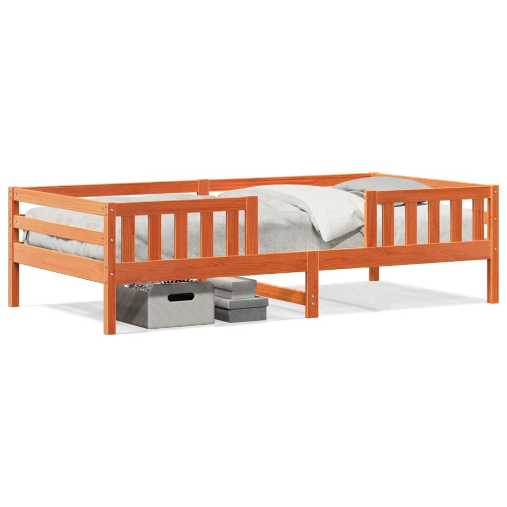 vidaXL Pat de zi fără saltea, maro ceruit, 90x200 cm, lemn masiv pin vidaXL Pat de zi fără saltea, maro ceruit, 90x200 cm, lemn masiv pin
