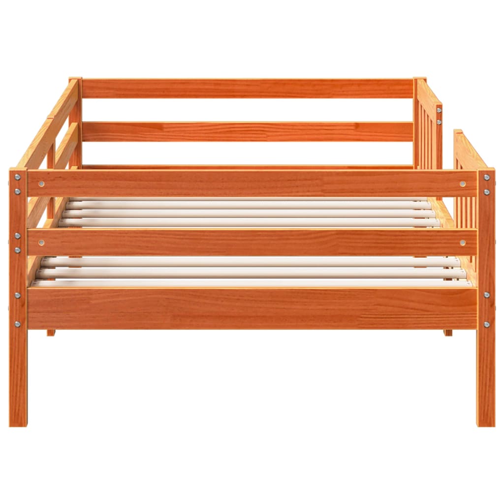 vidaXL Pat de zi fără saltea, maro ceruit, 90x200 cm, lemn masiv pin vidaXL Pat de zi fără saltea, maro ceruit, 90x200 cm, lemn masiv pin