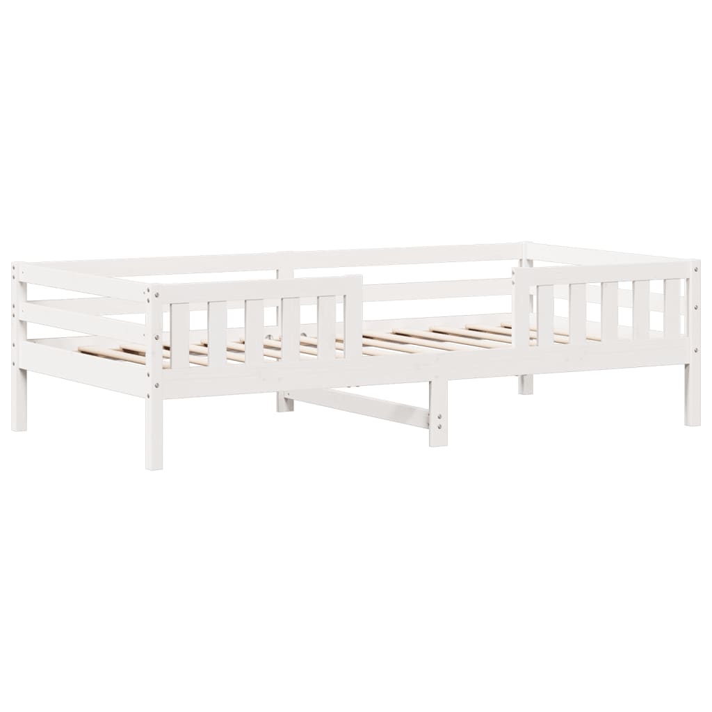 vidaXL Cadru de pat fără saltea, alb, 75x190 cm, lemn masiv de pin