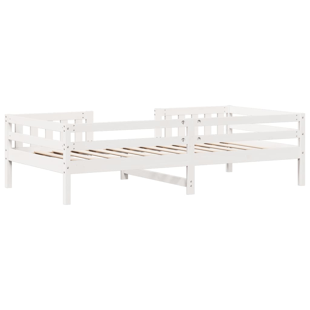 vidaXL Cadru de pat fără saltea, alb, 75x190 cm, lemn masiv de pin