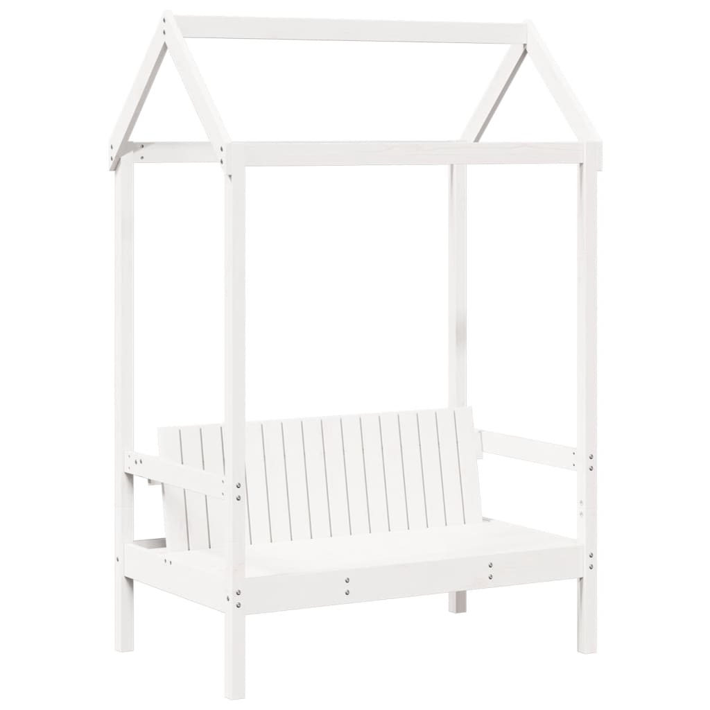 vidaXL Banchetă cu acoperiș, alb, 117,5x70x176,5 cm, lemn masiv pin vidaXL Banchetă cu acoperiș, alb, 117,5x70x176,5 cm, lemn masiv pin