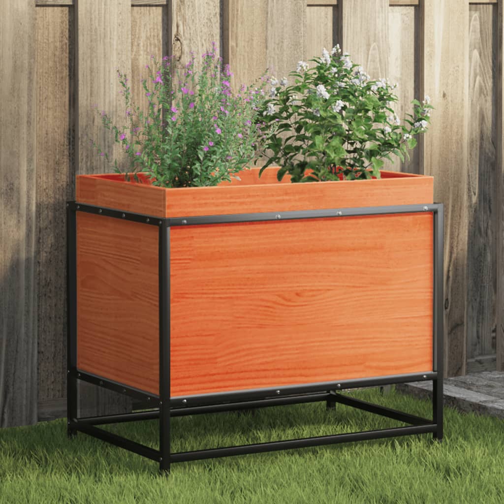 vidaXL Jardinieră grădină, maro ceruit, 60x40x50 cm, lemn masiv pin vidaXL Jardinieră grădină, maro ceruit, 60x40x50 cm, lemn masiv pin