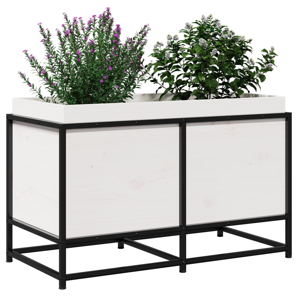 vidaXL Jardinieră de grădină, alb, 80x40x50 cm, lemn masiv de pin vidaXL Jardinieră de grădină, alb, 80x40x50 cm, lemn masiv de pin