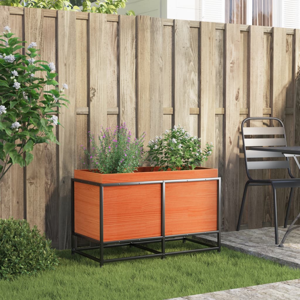 vidaXL Jardinieră de grădină, maro ceruit, 80x40x50 cm, lemn masiv pin vidaXL Jardinieră de grădină, maro ceruit, 80x40x50 cm, lemn masiv pin