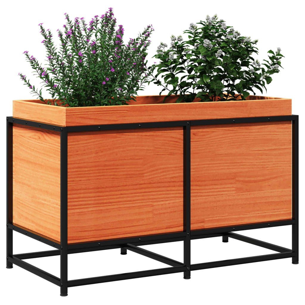 vidaXL Jardinieră de grădină, maro ceruit, 80x40x50 cm, lemn masiv pin vidaXL Jardinieră de grădină, maro ceruit, 80x40x50 cm, lemn masiv pin